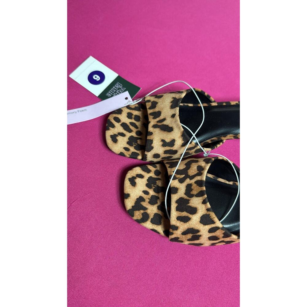 Wild Fable Leopard Print Slide Sandals Women’s Memory Foam Open Toe Size 6 - Picture 2 of 5